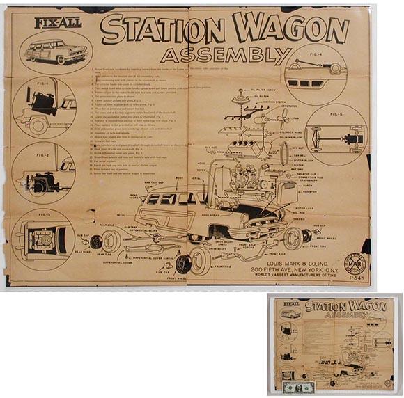 c.1953 Marx, Original Assembly Instructions for Fix-All Station Wagon